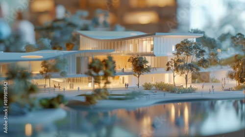 Futuristic Commercial Hub Maquette Rendering