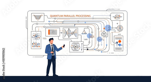 Innovative quantum parallel processing presentation revealing intricate data flow architecture