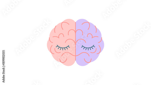 A Conceptual Depiction of Sleep: a visual representation of a brain with closed eyes, conveying the idea of rest and tranquility.