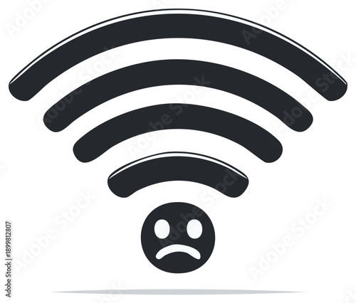 Bad WiFi Connection Icon with Sad Face Symbol