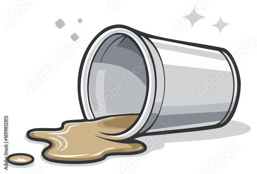 Spilled Coffee Cup Cartoon Illustration Isolated White Background Clean Up Mess Accident