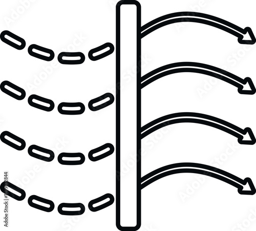 Air filter icon showing unwanted particles being blocked and clean air passing through