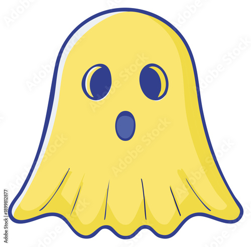 Cartoon Ghost Surprised Expression Halloween Illustration