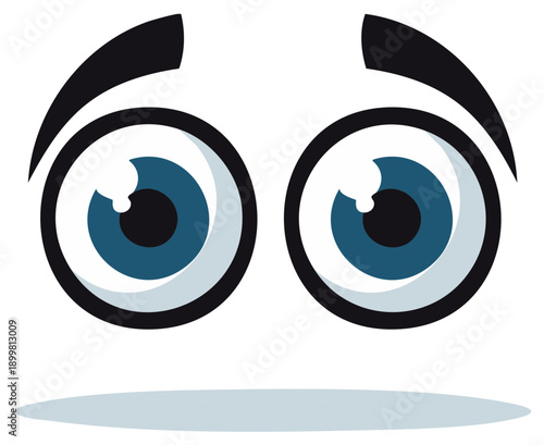 Cartoon Eyes Expressing Surprise or Shock Wide Open with Blue Iris