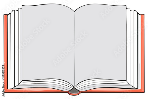 Open Book with Blank Pages, Illustration for Writing, Reading, Learning, Education and Design