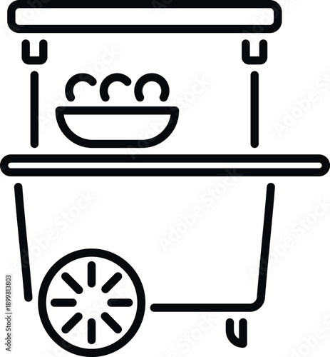 Food cart presenting cooked snacks, a common street vendor concept