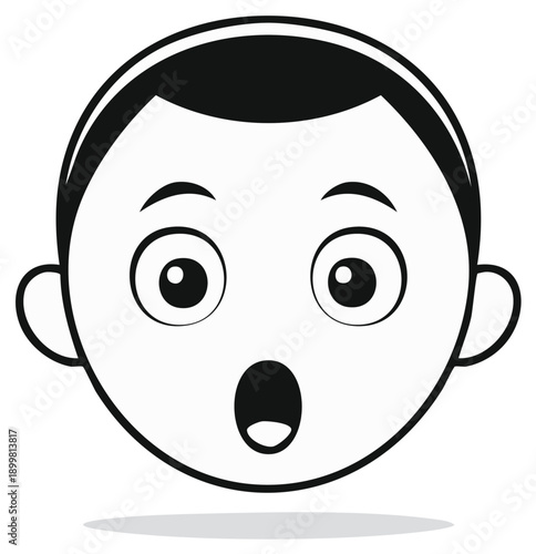 Cartoon face illustration with surprised expression