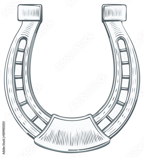 Engraved lucky horseshoe for vintage western design and decoration success