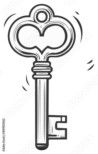 Wallpaper Mural Vintage Skeleton Key Illustration Drawing Antique Metal Lock Opener Concept Torontodigital.ca
