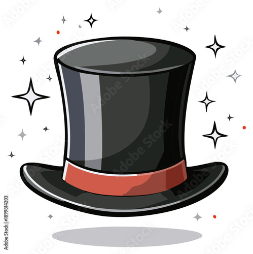 Magical Top Hat with Sparkles and Stars