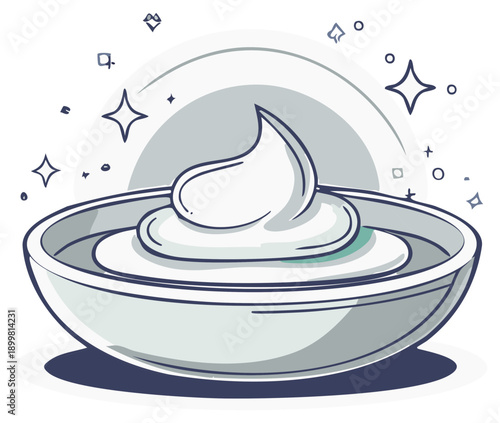 Creamy swirl in a bowl illustration. Skincare or food concept.