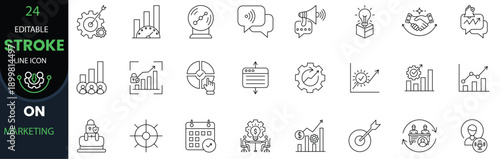 Digital marketing vector editable line art icon set