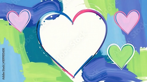 Wallpaper Mural Vibrant heart shapes on colorful abstract background for love and design Torontodigital.ca