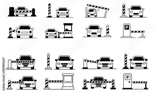 Parking and vehicle access control icon set
