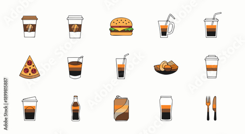 Fast Food and Drinks Icons
