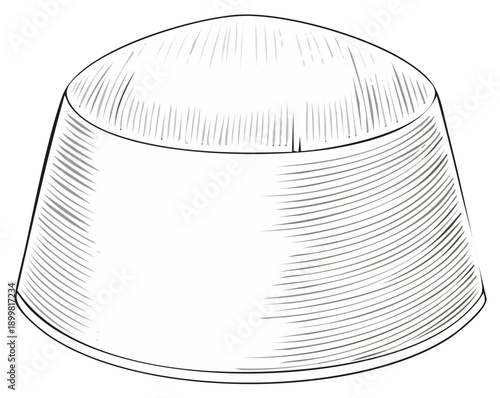 Classic traditional cap outline illustration with distinct conical form and etched shading