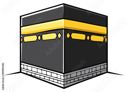 Religious Islamic Kaaba Sacred Structure Geometric Icon Illustration