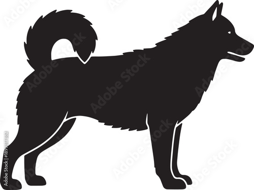 Husky silhouette standing dog side view vector icon