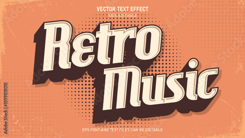 retro music text effect, vintage retro style