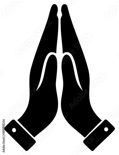 Two Hands Clasped Together in Prayer Gesture of supplication respect or pleading simple symbol