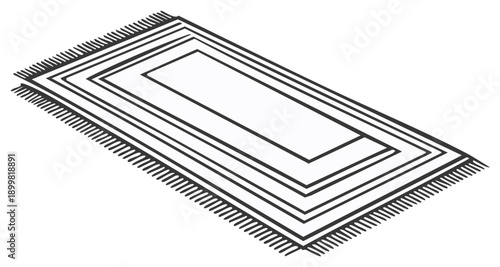 Geometric Patterned Rectangular Area Rug with Tassels