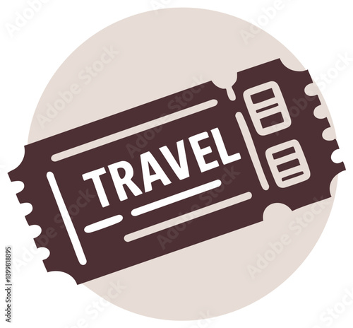 Travel ticket design with the word travel in white letters