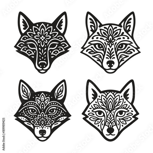 Fox Head Mandala Design Silhouette Vector Illustration Art