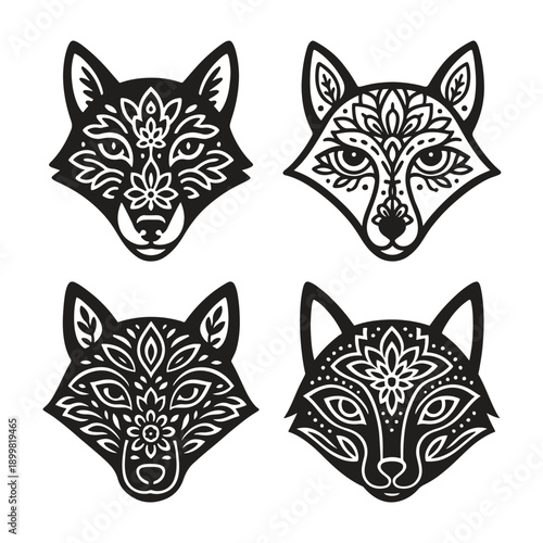 Fox Head Mandala Design Silhouette Vector Illustration Art