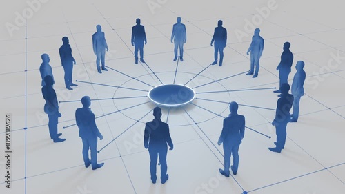 Business team relationship network.Blue network of connections