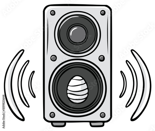 Square Speaker Box Loudly Vibrating with Audio Waves, High Fidelity Sound System for Music and Entertainment