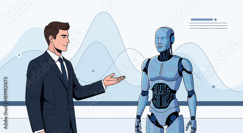 Human and Robot Cooperation in Business, showcasing the future of Artificial intelligence and