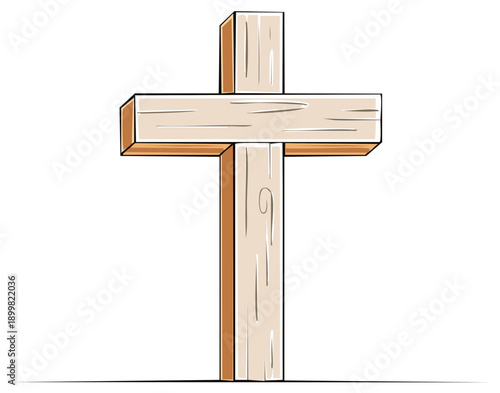 Simple Wooden Cross Illustration Religious Symbol