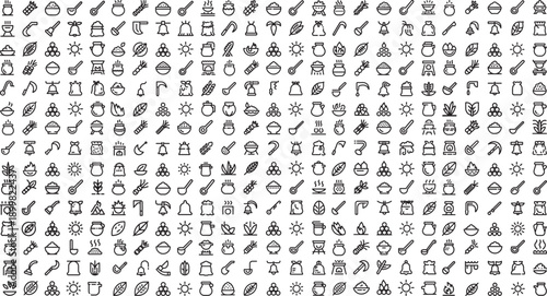 Collection of various herbalism and natural remedy icons on white background