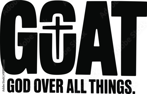 Inspirational phrase with cross symbol representing faith and spirituality