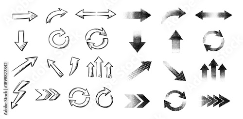 Minimal Arrow Direction and Navigation Line Icons Set with Rotation Refresh Movement Symbols