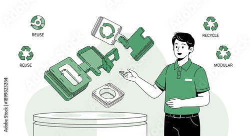 Illustrative concept of sustainable consumption and resource management practices showcase