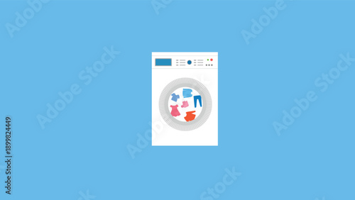 Laundry room concept. Washing machine icon. Flat design vector illustration.