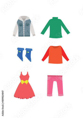 Clothes design, Kid childhood little people lifestyle casual and person theme Vector illustration
