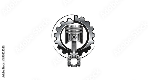 Engine Piston and Gear Mechanical Symbol.