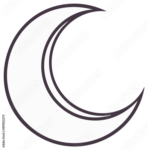 Crescent Moon Silhouette Illustration, Lunar Phase Graphic Icon, Night Sky Symbol, Celestial Art, Outline Shape