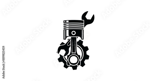 Engine Piston and Wrench Icon.