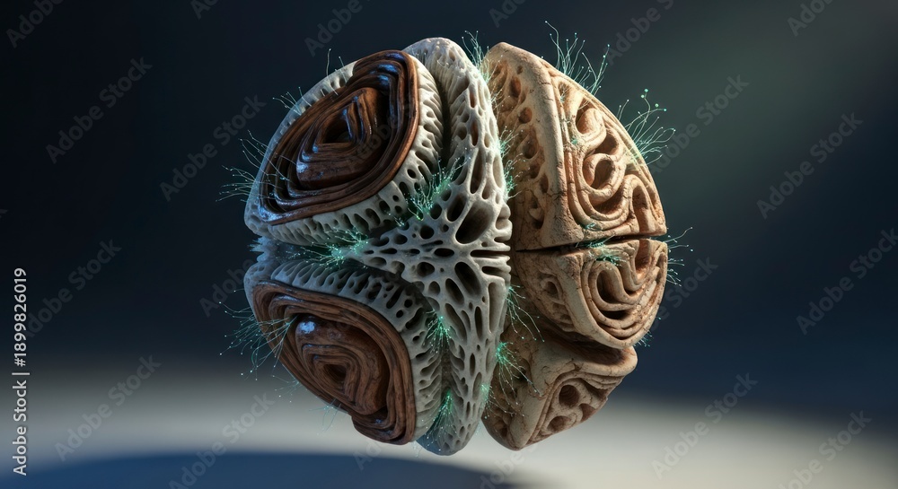 Fototapeta premium Intricate 3D Rendered Mechanical Brain Concept Art.