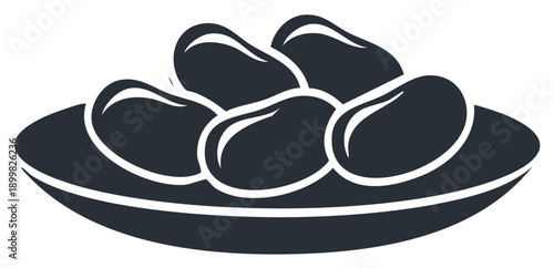 Stylized silhouette of fresh raw potatoes in a bowl, food and agriculture vector graphic