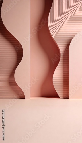 Wallpaper Mural Pink Wavy and Ribbed Textured Architectural Wall Panel Background Torontodigital.ca