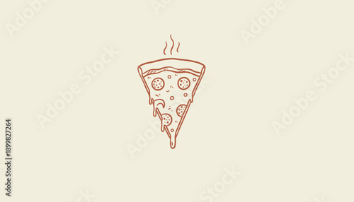 Vector illustration of a steaming hot pizza slice, for menu or food blog, isolated on transparent background, png