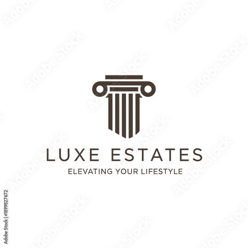 Luxe Estates Logo with Column Design.