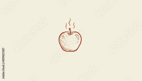 Vector illustration of a hot, glowing red apple with steam, for food or health concept, Isolated on transparent background, png