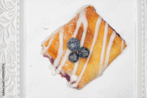 Blueberry Pastry Tart on a White Plate