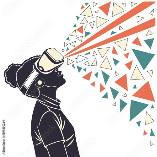 A creative person expressing themselves through colorful geometric shapes