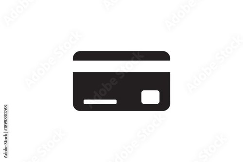Minimalist black and white icon depicting the back of a credit card with magnetic stripe and signature panel